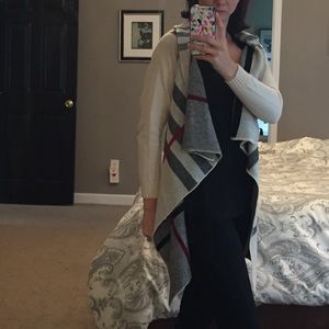 Plaid waterfall cardigan