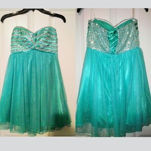 Formal Teal Strapless Dress
