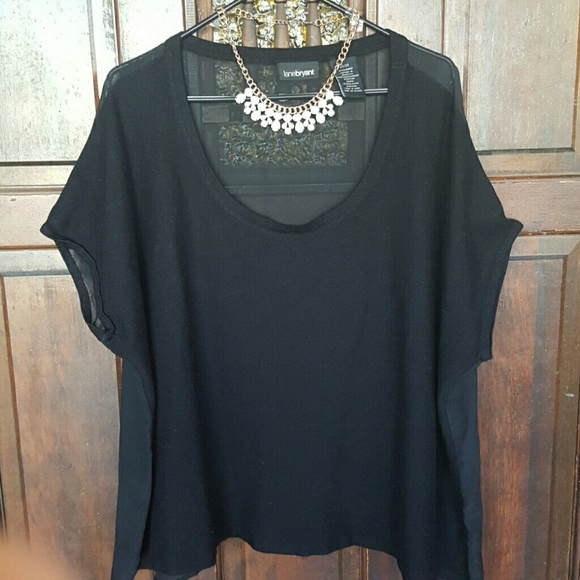 Lane Bryant Black Top with Sheer Back
