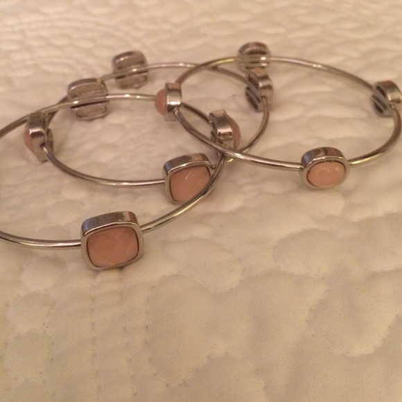Silver and pink Bangle Bracelets