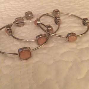 Silver and pink Bangle Bracelets