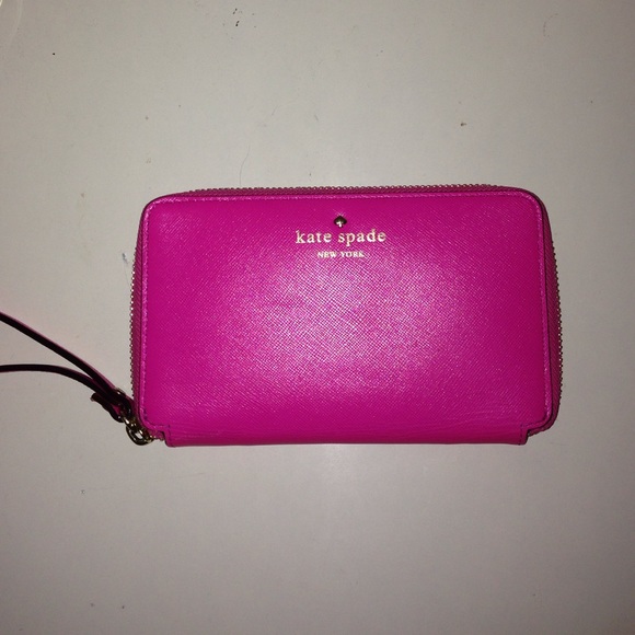 Kate Spade hot pink zipper wristlet wallet