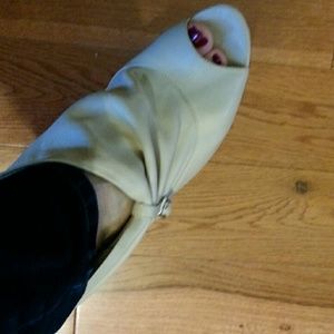 Winter white high heel bootie