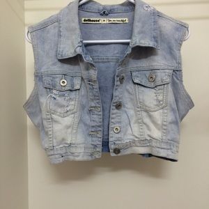 Sleeveless Cropped Jean Jacket