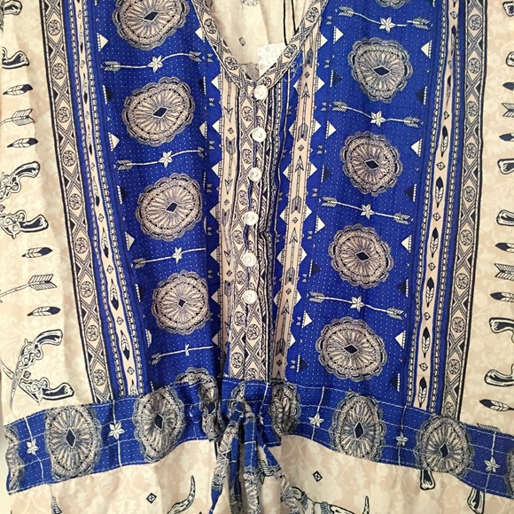 ❎❎SOLD❎❎Choies blue tribal print romper playsuit - Picture 2 of 3