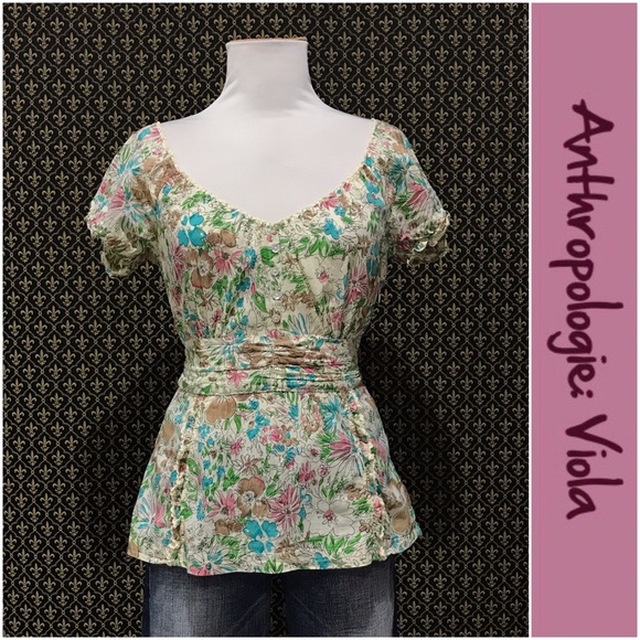 Anthropologie Tops - Anthro "Watercolor Tieback" by Viola