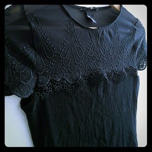 Black lace and mesh blouse. Size xsmall.