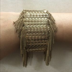 Wide stretch bracelet with chain