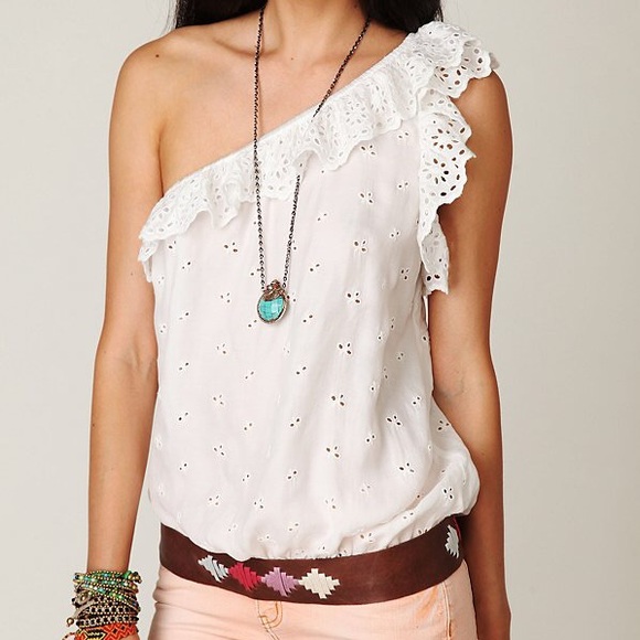 Free People Ruffled Eyelet Off the Shoulder Top