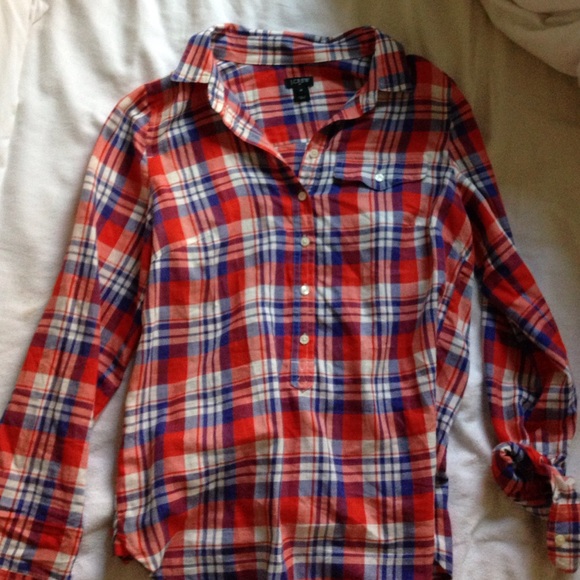 J. Crew plaid button down blouse