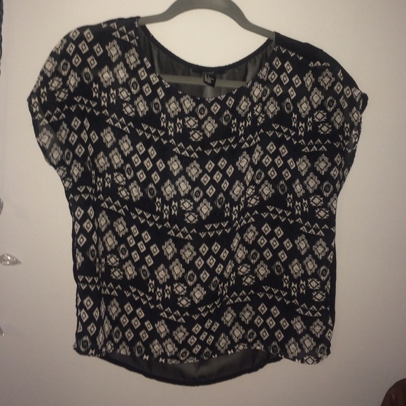 Black and white sheer blouse