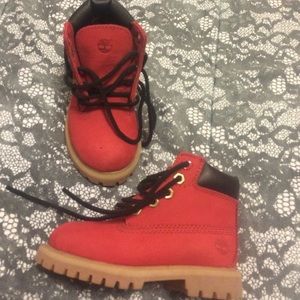 Kids Red Timberland boots