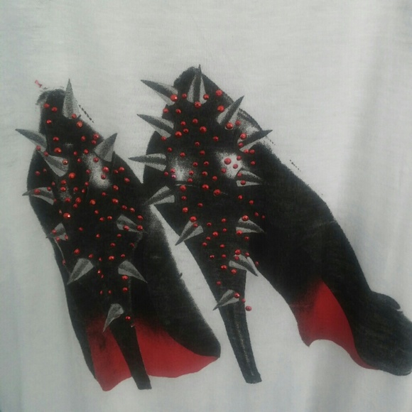 Black/White/Red Racerback High-Low Stiletto Tank - Picture 2 of 4