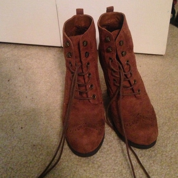 Brown suede wedges