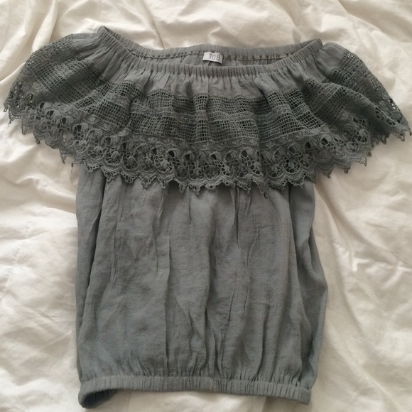 Tobi gray off the shoulder blouse