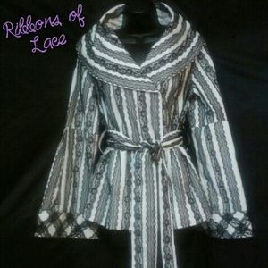 Samuel Dong Lace/Ribbon Dbl Breasted Dress Jacket