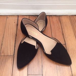 Brand new never worn black suede D'orsay flats!