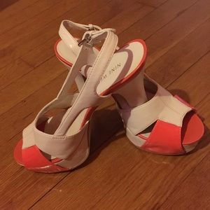 Cream and Orange Nine West Heels