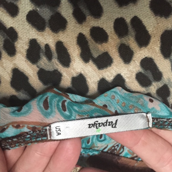 Teal and Brown Flowy Tank - Picture 3 of 3