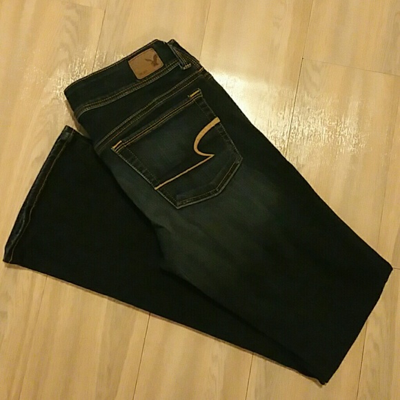 American Eagle Dark Wash Kick Boot Jeans 6 long