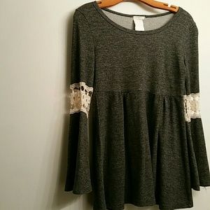 Sweater with small lace elbows