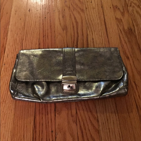 Gold and brushed black Express purse