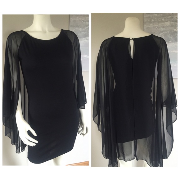 Da nu ren Dresses & Skirts - DA NU REN jersey knit black dress sheer sleeves