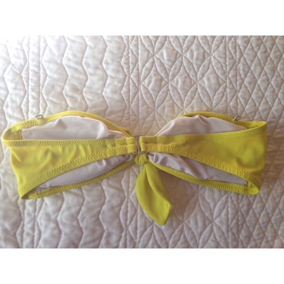 Knot tie yellow bandeau bikini top. - Picture 3 of 3