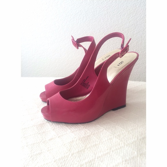 Hot Pink Peep Toe Wedges