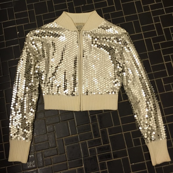 Off white w/silver sequin crop sweater