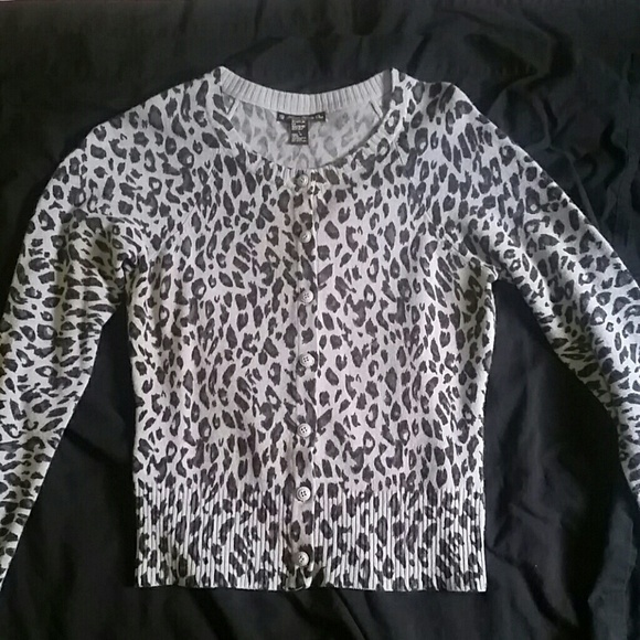 Forever 21 Sweaters - F21 Blue Leopard Print Cardigan
