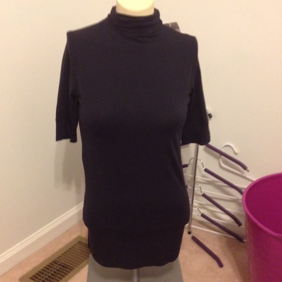 Black Vince Turtleneck with 3/4 Sleeves