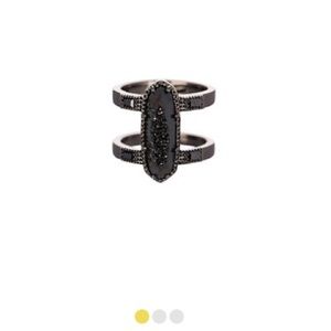 McKenzie Double Band Ring in Black Drusy SZ 7