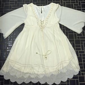 💗 CREME GOLD EMBROIDED SUMMER DRESS 💗