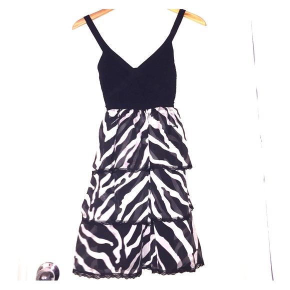 Flowy zebra print mini dress from Bebe