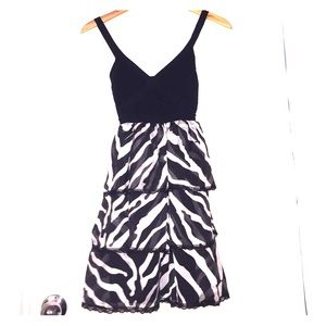 Flowy zebra print mini dress from Bebe