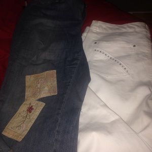 Bundles capris!!! White & denim with patches!!