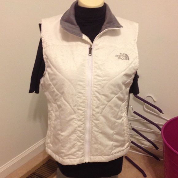 North Face White Grey Lined Vest