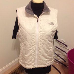 North Face White Grey Lined Vest