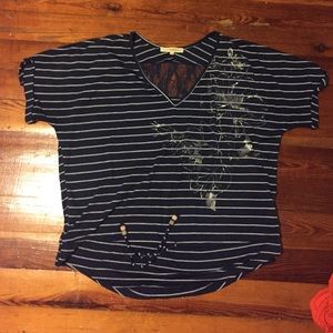 Striped lace back tunic!