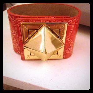 Statement Cuff Bracelet - ORANGE AND GOLD