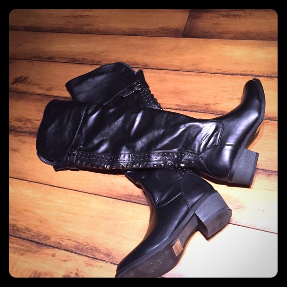 Black studded over the knee boots