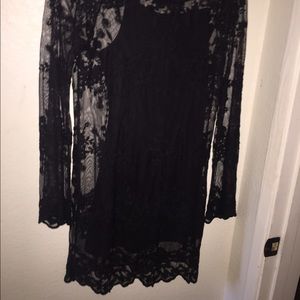Black Lace Mesh Dress