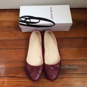 Nine West Classica Ballerina Flats Wine Leather 8