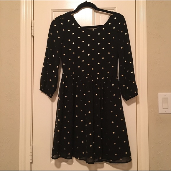 Kirra Gold Polkadot Black Dress