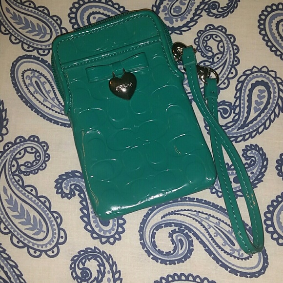 COACH Embossed Pat Leather Wristlet