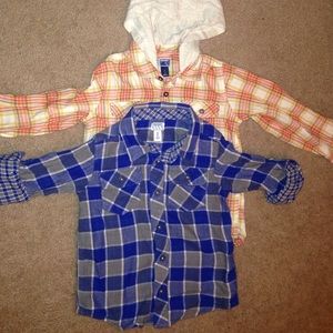 2 Boys plaid flannel shirts..