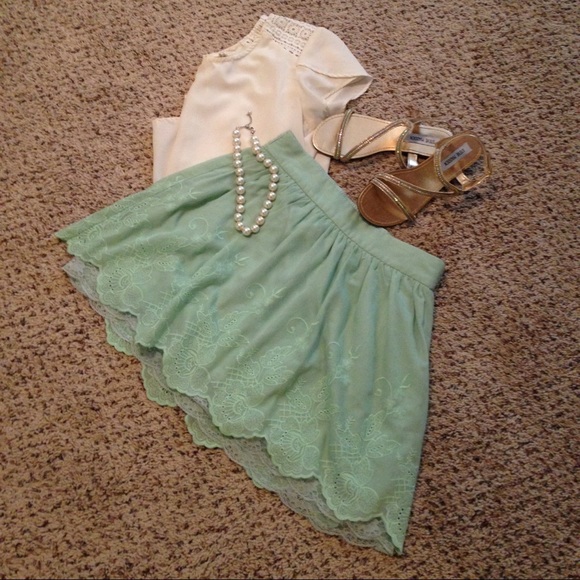 Charlotte Russe Dresses & Skirts - Charlotte Russe mint green mini w/ lace at bottom