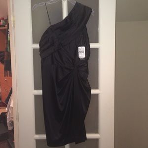 Adrianna Papell One Shoulder Black Cocktail Dress