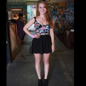 Topshop Black Skater Flare Shorts